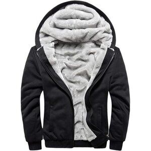 Mens Winter Hoodie Fleece Jacket Pullover Full Zip Warm Thick Coat Sweatshirt